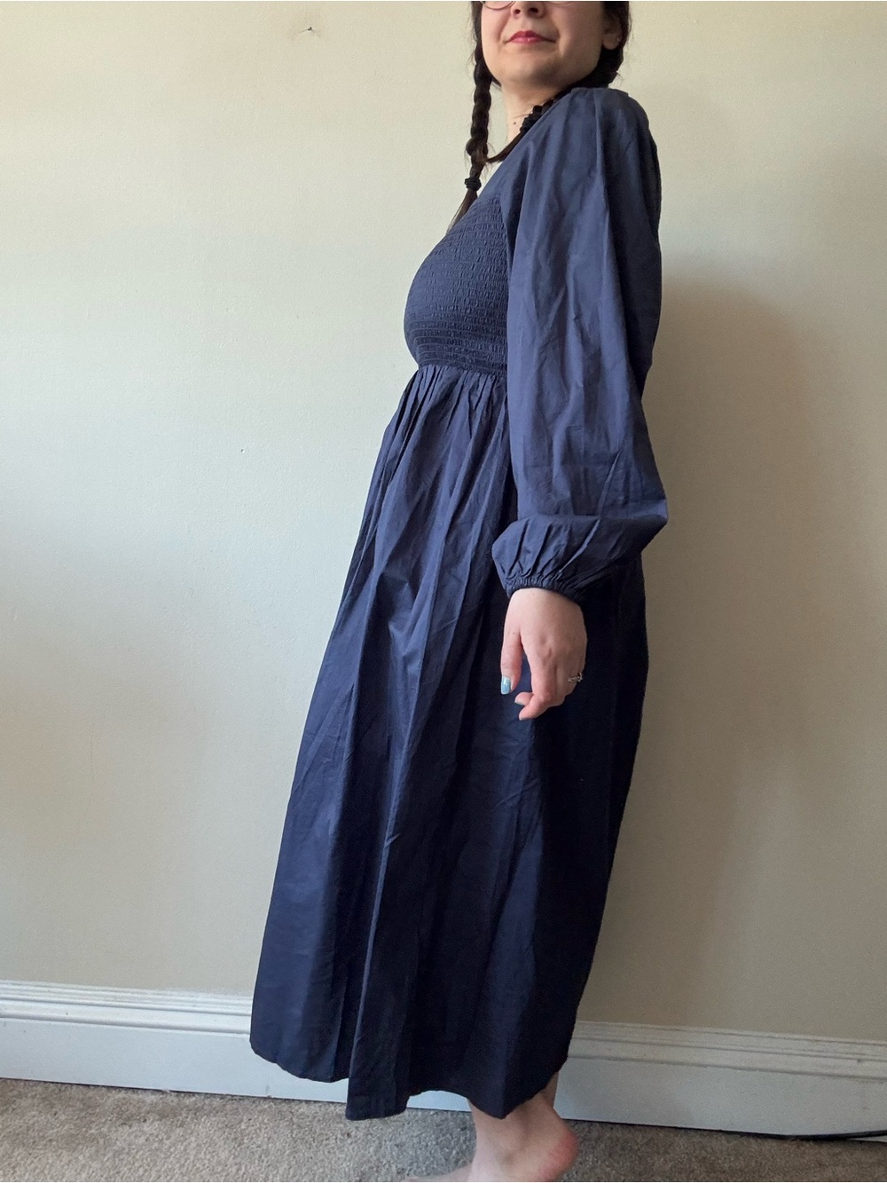 SOLD—Old Navy Navy Smocked Top with Square Neck - Picture 3 of 8